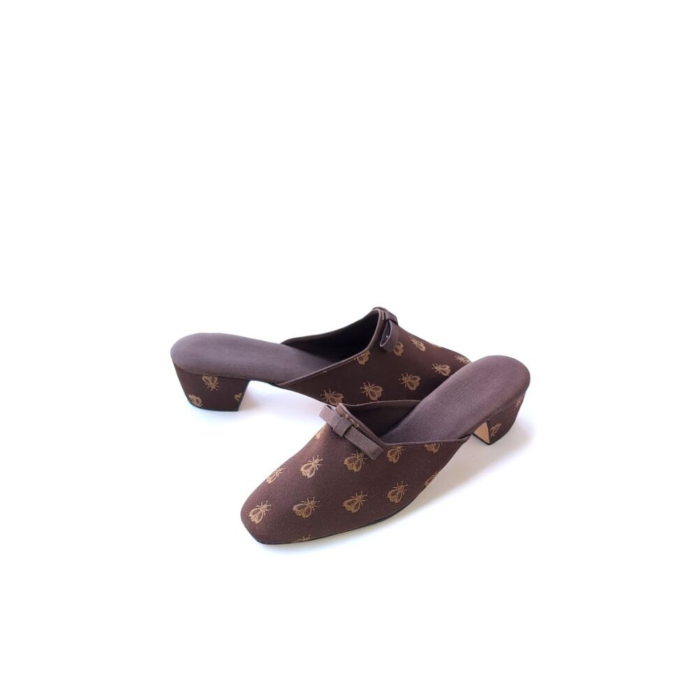 NEW Olivia Rose Tal Heels Size 7 Brown Embroidered Bee Mules